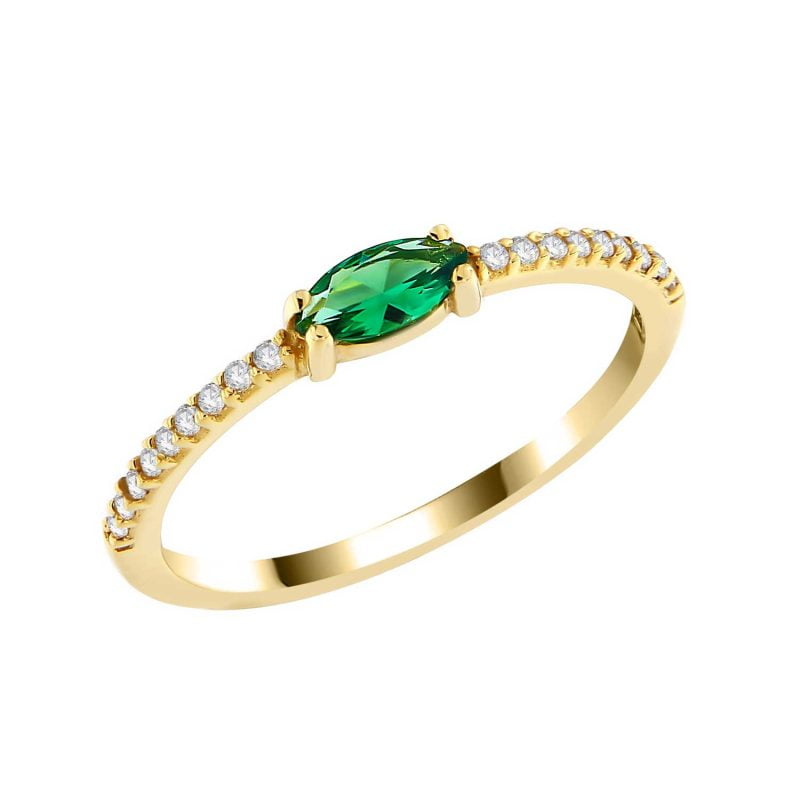 Δαχτυλίδι χρυσό σειρέ με πράσινη πέτρα