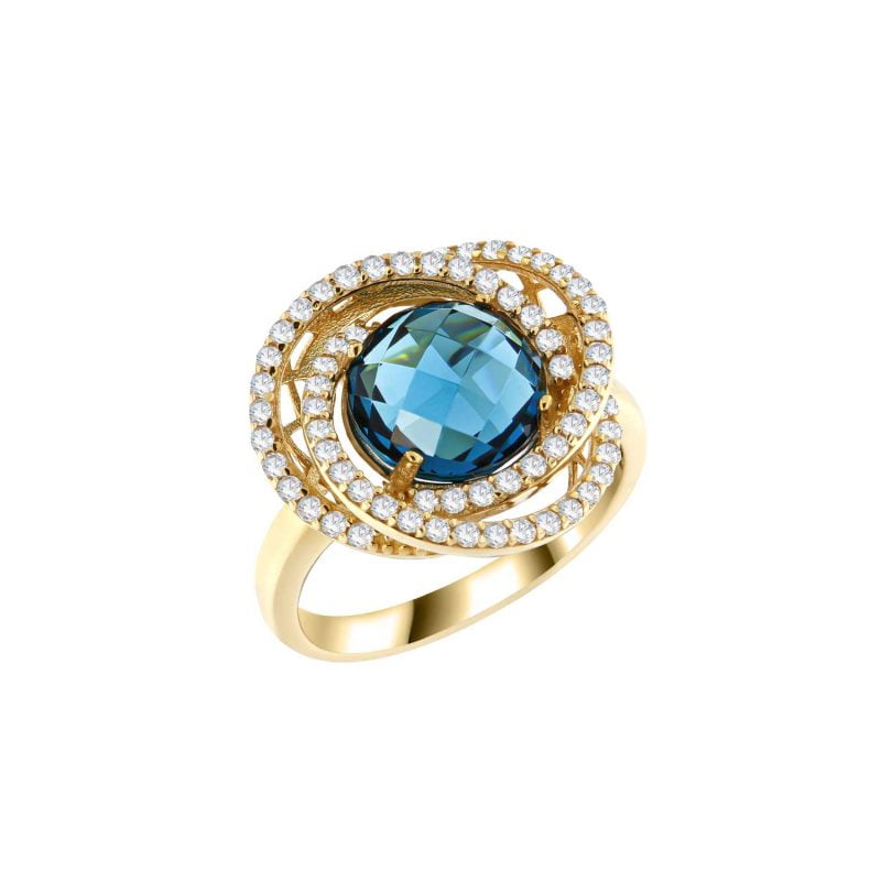 Εντυπωσιακό δαχτυλίδι σπείρα με γαλάζια πέτρα