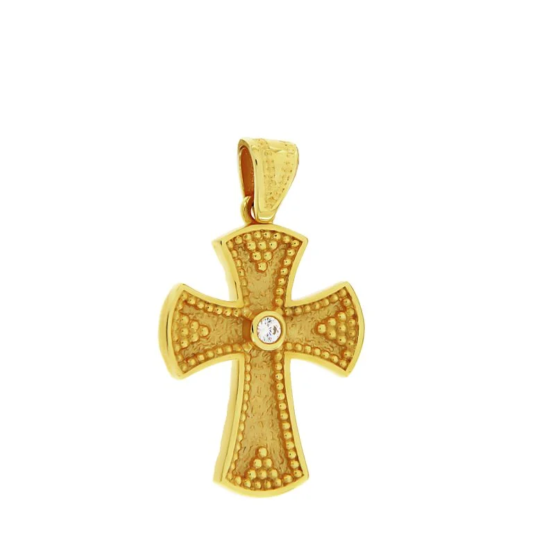 Βυζαντινός σταυρός με λευκό κεντρικό ζιργκόν