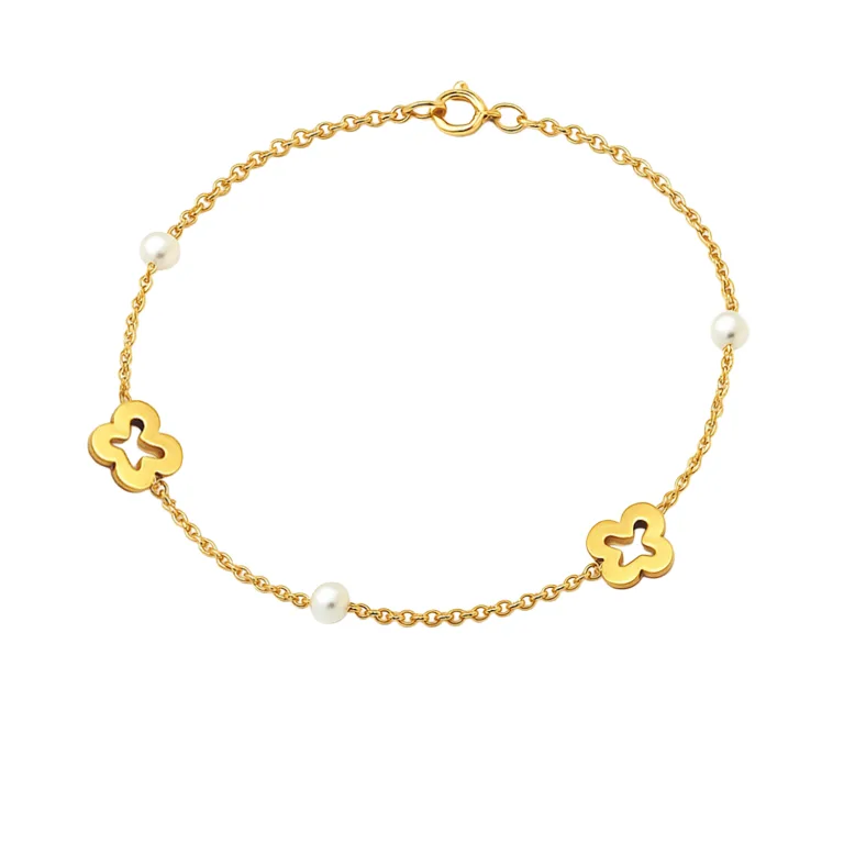 Βραχιόλι με τετράφυλλα και μαργαριτάρια