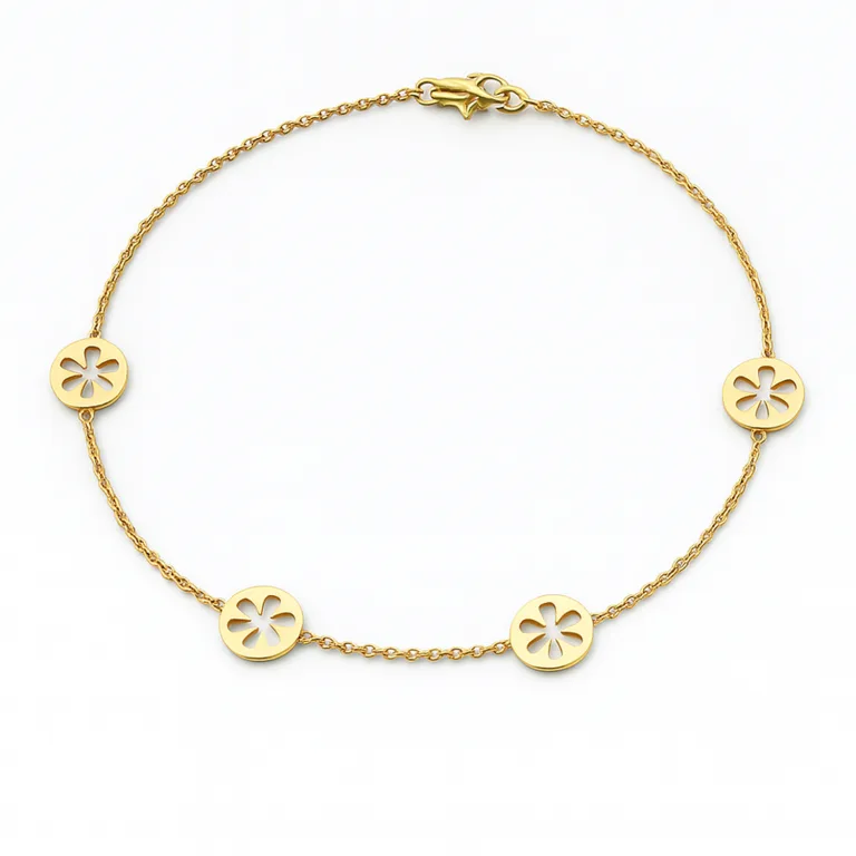 Χρυσό βραχιόλι με μοτίφ λουλουδιού