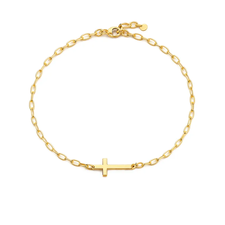 Χρυσό βραχιόλι με οριζόντιο σταυρό