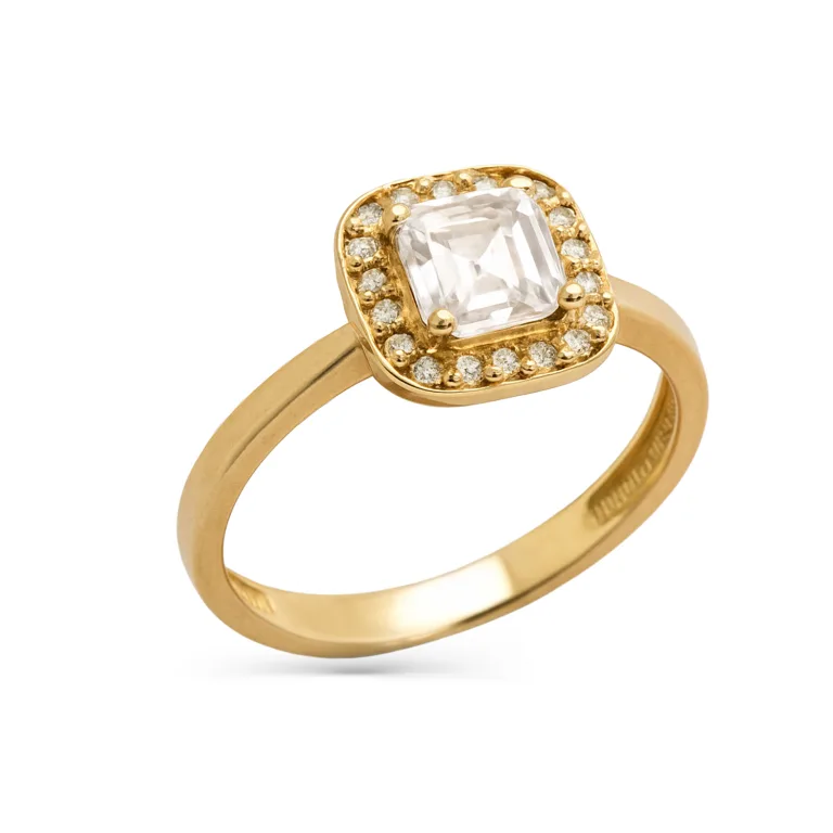 Χρυσό μονόπετρο με κοπή emerald