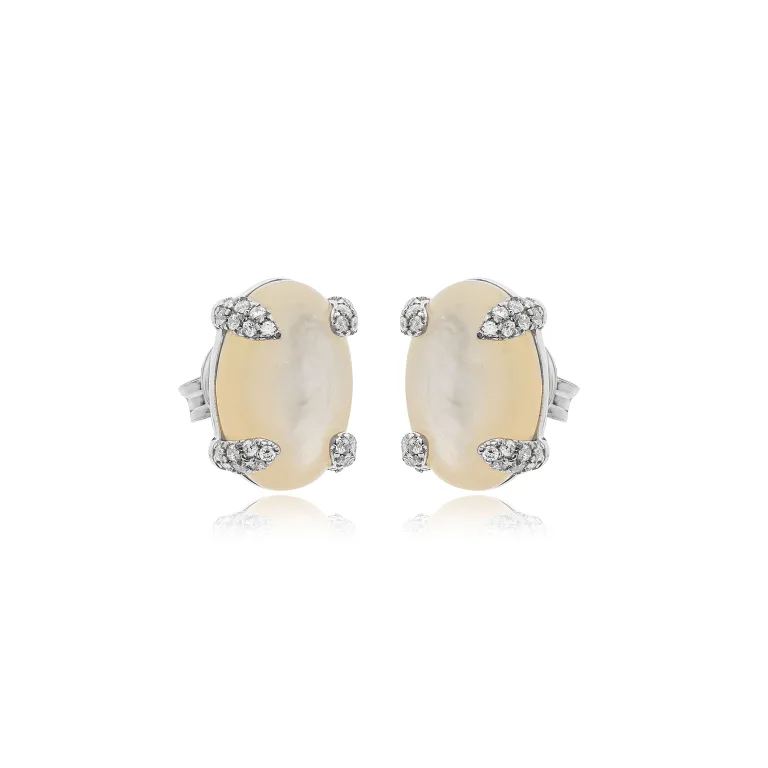 JOOLS ασημένια σκουλαρίκια με πέτρες φίλντισι και ζιργκόν