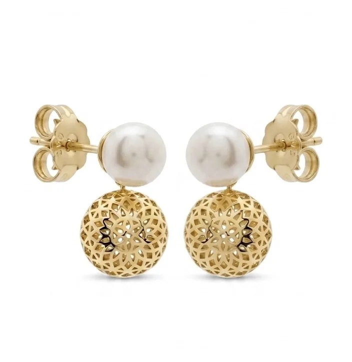 JOOLS ασημένια επιχρυσωμένα σκουλαρίκια με πέτρες μαργαριτάρια JSE3404.2