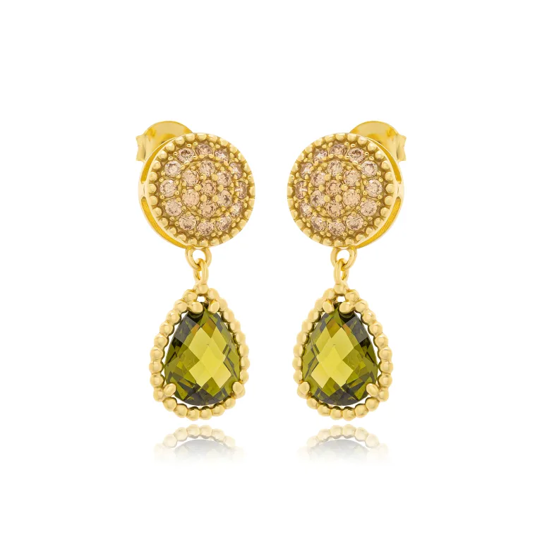 JOOLS ασημένια επιχρυσωμένα σκουλαρίκια με πέτρες ζιργκόν