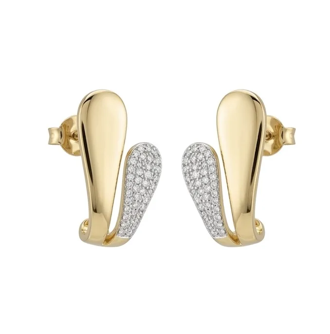 JOOLS ασημένια επιχρυσωμένα σκουλαρίκια με πέτρες ζιργκόν SE61102D.2