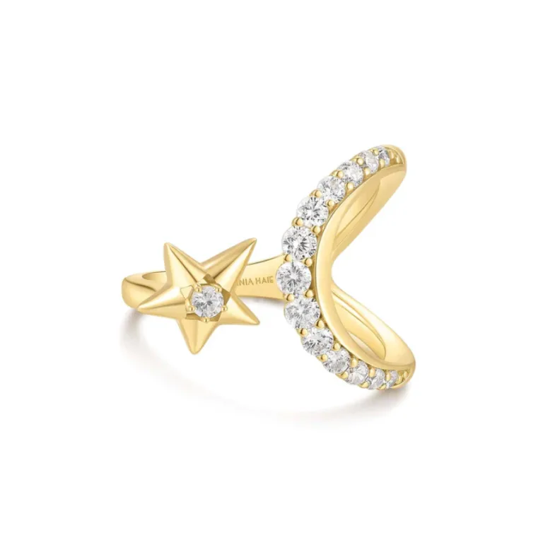 Ασημένιο επιχρυσωμένο δαχτυλίδι ANIA HAIE με πέτρες ζιργκόν R066-05G