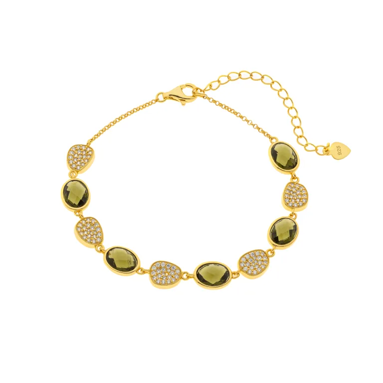 Ασημένιο επιχρυσωμένο βραχιόλι JOOLS με πέτρες ζιργκόν JMJ-B25181.2