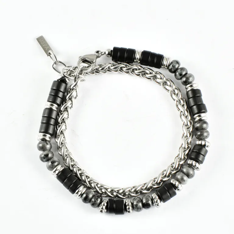 U.S POLO ASSN βραχιόλι από ανοξείδωτο ατσάλι Silver και χάντρες JW9233BR