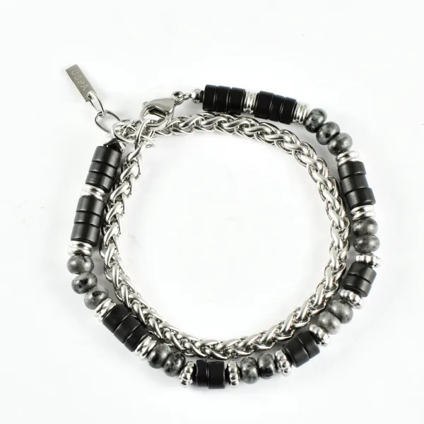 U.S POLO ASSN βραχιόλι από ανοξείδωτο ατσάλι Silver και χάντρες JW9233BR