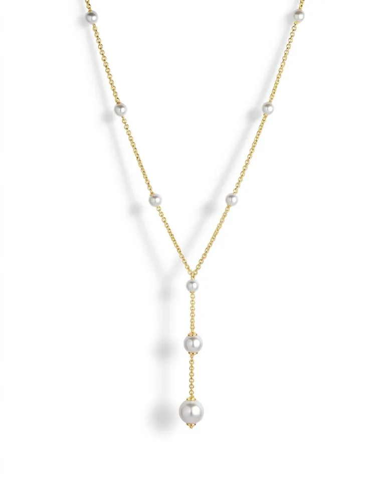 Ασημένιο επιχρυσωμένο κολιέ VOGUE με πέτρες μαργαριτάρι 20172834441