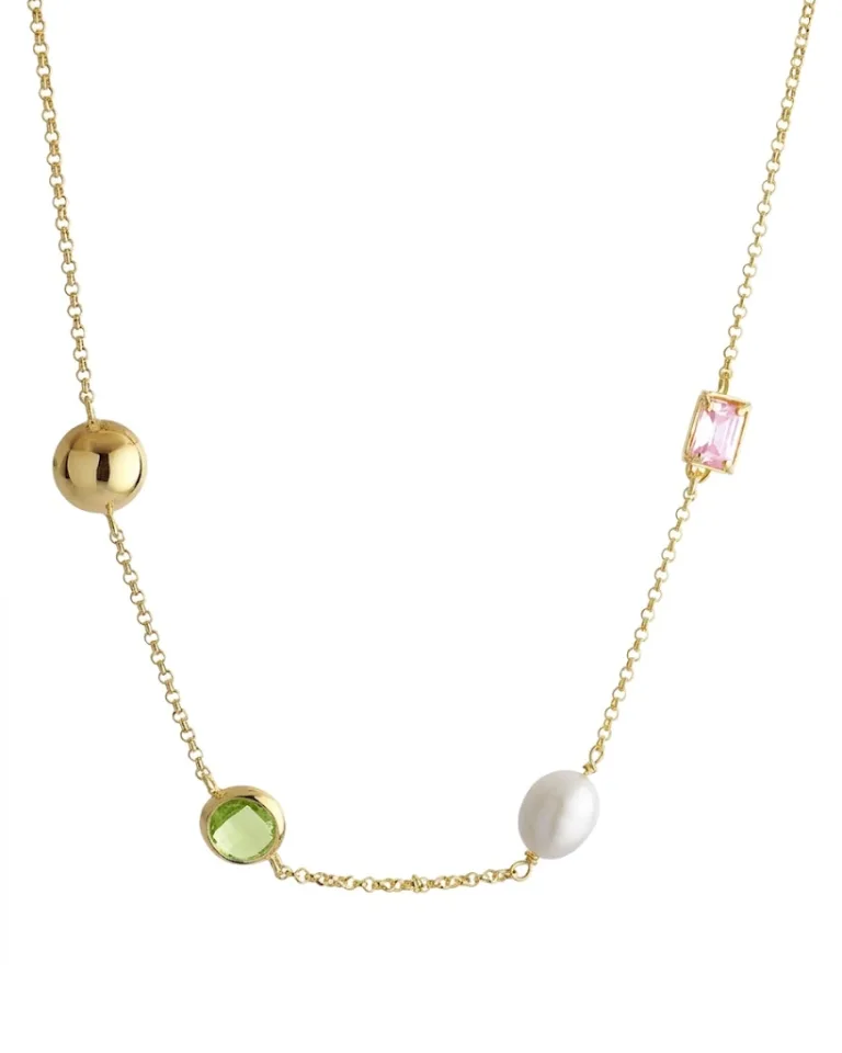 Ασημένιο επιχρυσωμένο κολιέ VOGUE με πέτρες ζιργκόν και μαργαριτάρι 20170424491