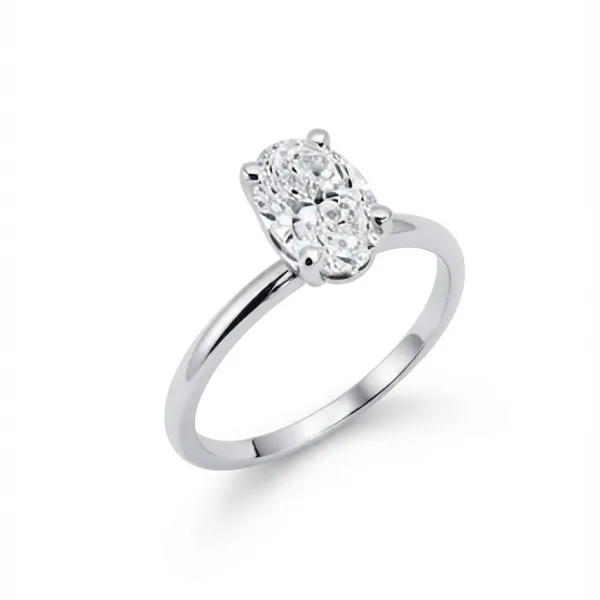 Μονόπετρο δαχτυλίδι με Lab Grown Diamond Oval Cut