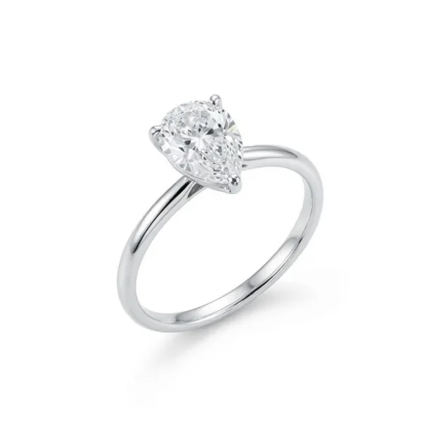 Μονόπετρο δαχτυλίδι με Lab Grown Diamond Pear Cut