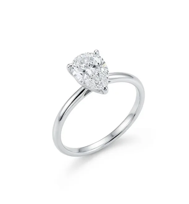 Μονόπετρο δαχτυλίδι με Lab Grown Diamond Pear Cut